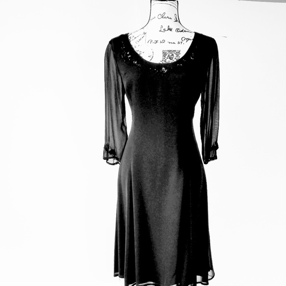 DAVID WARREN ▪ 100% Silk cocktail dress in black - Picture 1 of 8